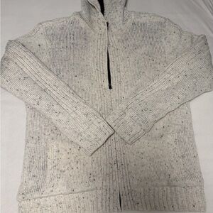 Men's Zip-Up Speckled Sweater - Cream